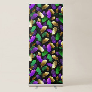 Seamless Pattern with Mardi Gras feathers Retractable Banner