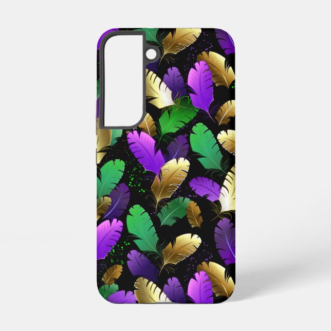 Seamless Pattern with Mardi Gras feathers Samsung Galaxy S22 Case (Back)