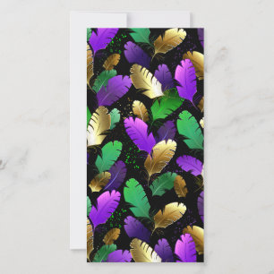Seamless Pattern with Mardi Gras feathers Save The Date