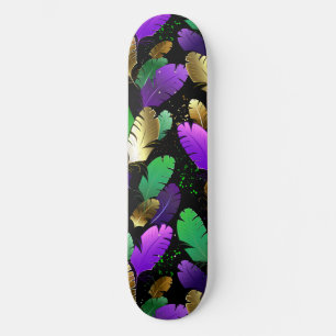 Seamless Pattern with Mardi Gras feathers Skateboard