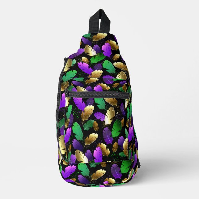 Seamless Pattern with Mardi Gras feathers Sling Bag (Front)