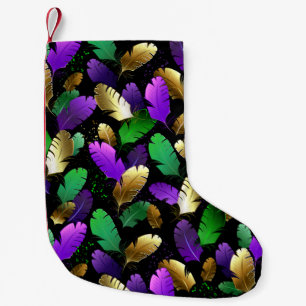 Seamless Pattern with Mardi Gras feathers Small Christmas Stocking
