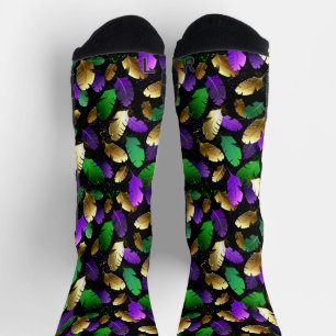 Seamless Pattern with Mardi Gras feathers Socks