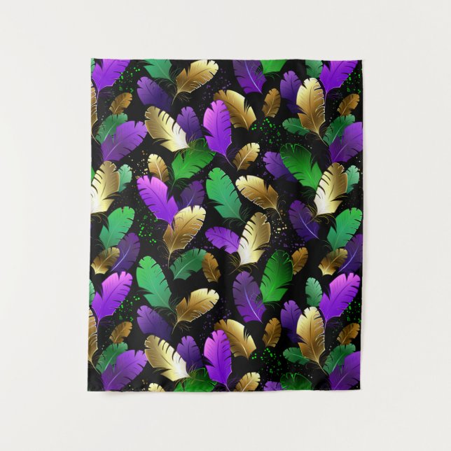 Seamless Pattern with Mardi Gras feathers Tapestry (Front)