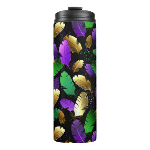 Seamless Pattern with Mardi Gras feathers Thermal Tumbler