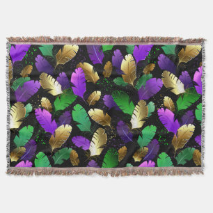 Seamless Pattern with Mardi Gras feathers Throw Blanket