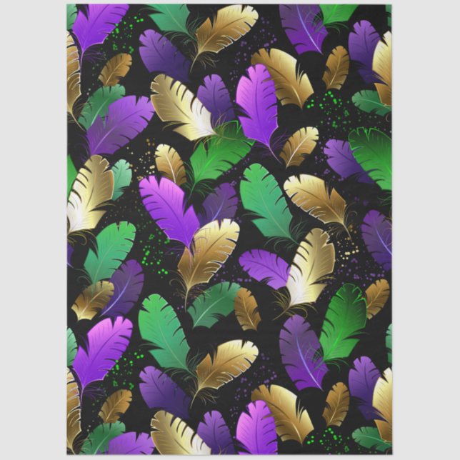 Seamless Pattern with Mardi Gras feathers Tissue Paper (Front)