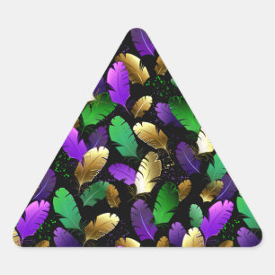 Seamless Pattern with Mardi Gras feathers Triangle Sticker
