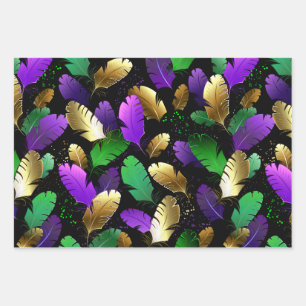 Seamless Pattern with Mardi Gras feathers Wrapping Paper Sheet
