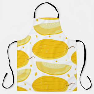 Seamless pattern with melons. Doodle fruits. Vinta Apron