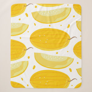 Seamless pattern with melons. Doodle fruits. Vinta Sherpa Blanket