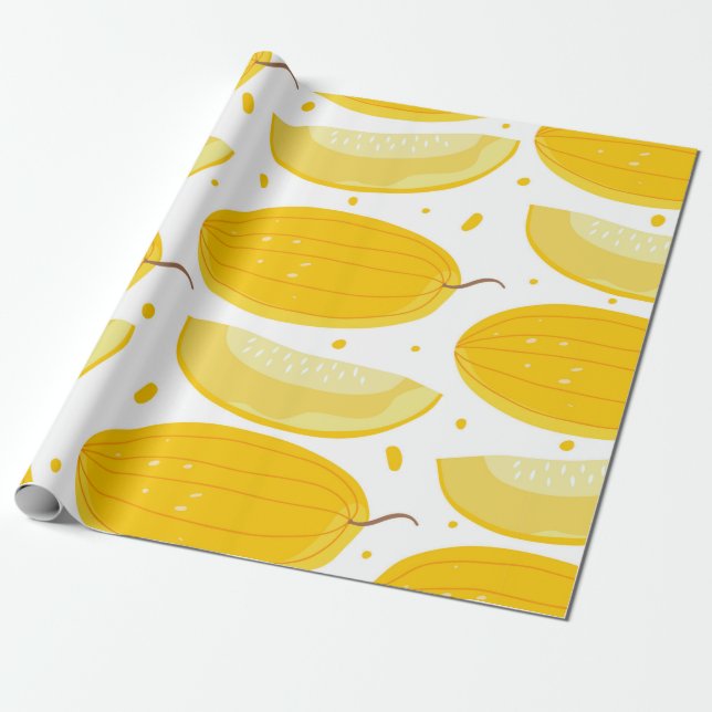 Seamless pattern with melons. Doodle fruits. Vinta Wrapping Paper (Unrolled)