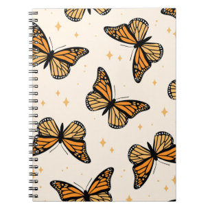 Seamless pattern with monarch butterflies. Contemp Notebook