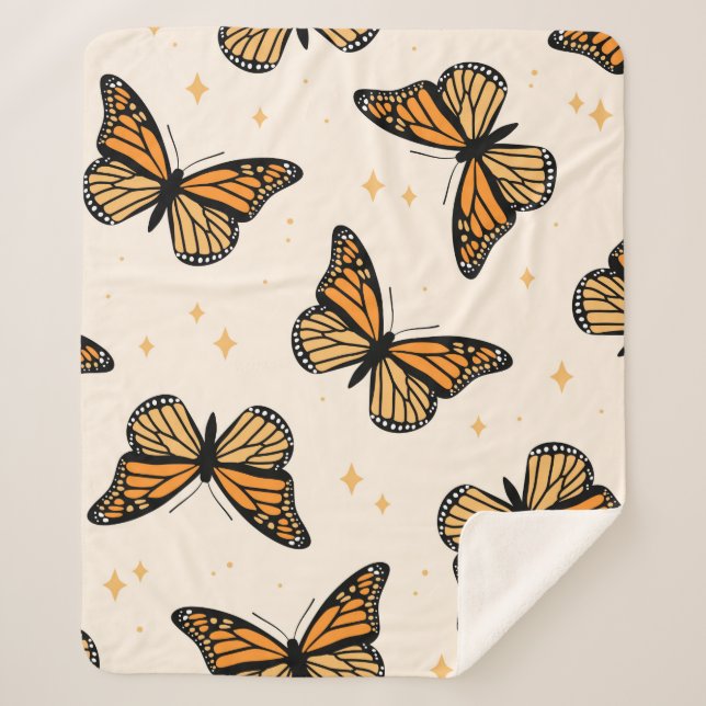Seamless pattern with monarch butterflies. Contemp Sherpa Blanket (Front)