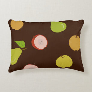 Seamless pattern with multi-colored apples and pea decorative cushion