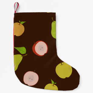 Seamless pattern with multi-colored apples and pea small christmas stocking