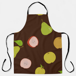 Seamless pattern with multi-coloured apples and pe apron