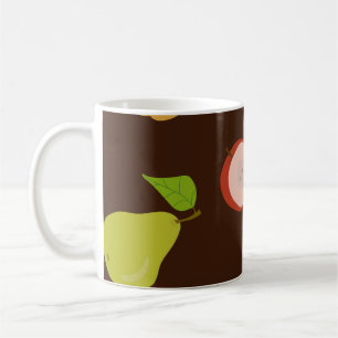 Seamless pattern with multi-coloured apples and pe coffee mug