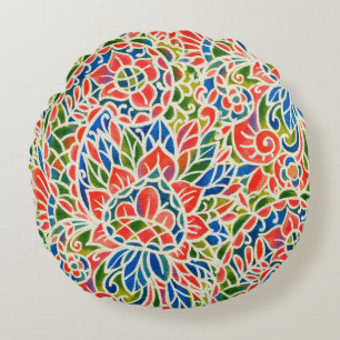 Seamless pattern with multicolor Paisley print. Ba Round Cushion