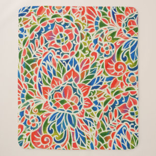 Seamless pattern with multicolor Paisley print. Ba Sherpa Blanket