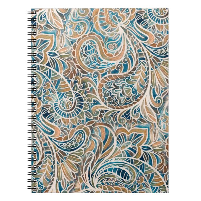 Seamless pattern with multicolor Paisley print. Ha Notebook (Front)