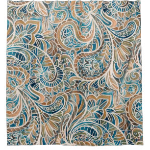 Seamless pattern with multicolor Paisley print. Ha Shower Curtain