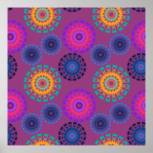 Seamless pattern with multicolored round openwork  poster