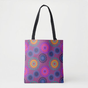 Seamless pattern with multicolored round openwork  tote bag
