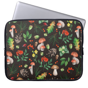 Seamless pattern with mushrooms,nuts,leaves,acorns laptop sleeve