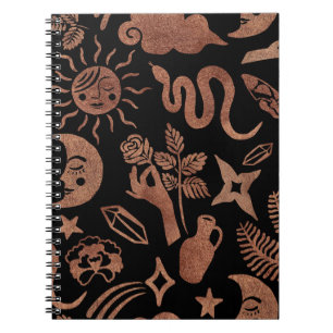 Seamless pattern with mystical and magic symbols.  notebook