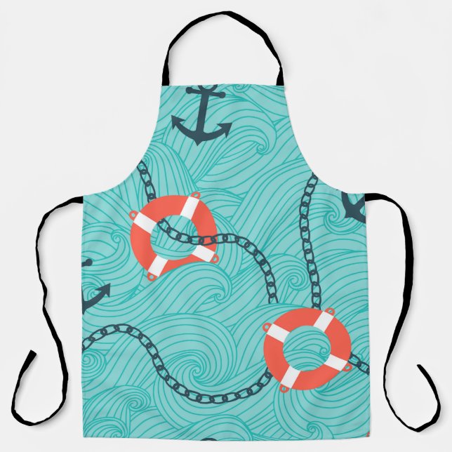 Seamless pattern with nautical attributes. Freehan Apron (Front)