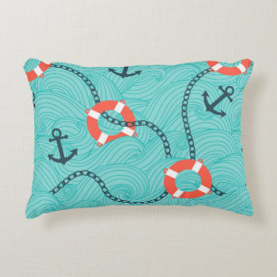 Seamless pattern with nautical attributes. Freehan Decorative Cushion