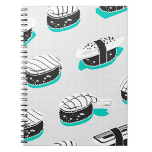 Seamless pattern with nigiri sushi notebook