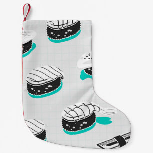 Seamless pattern with nigiri sushi small christmas stocking