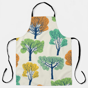 Seamless pattern with old trees apron
