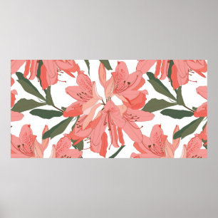 Seamless pattern with Oleander flower. Floral comp Poster