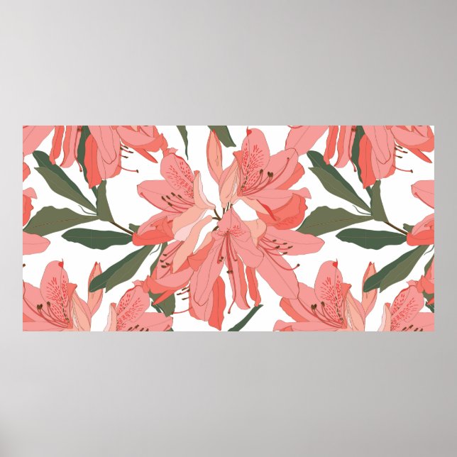 Seamless pattern with Oleander flower. Floral comp Poster (Front)