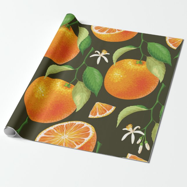 Seamless pattern with orange wrapping paper (Unrolled)