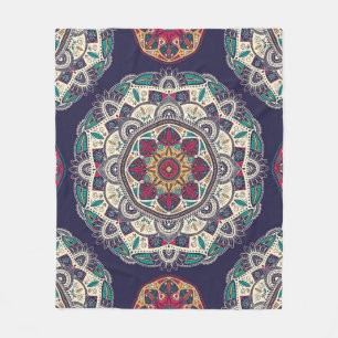 Seamless pattern with ornamental floral ethnic man fleece blanket