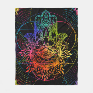 Seamless pattern with ornate hand drawn hamsa. Pop Fleece Blanket
