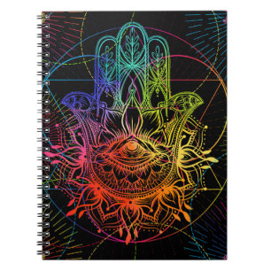 Seamless pattern with ornate hand drawn hamsa. Pop Notebook