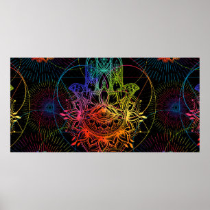 Seamless pattern with ornate hand drawn hamsa. Pop Poster