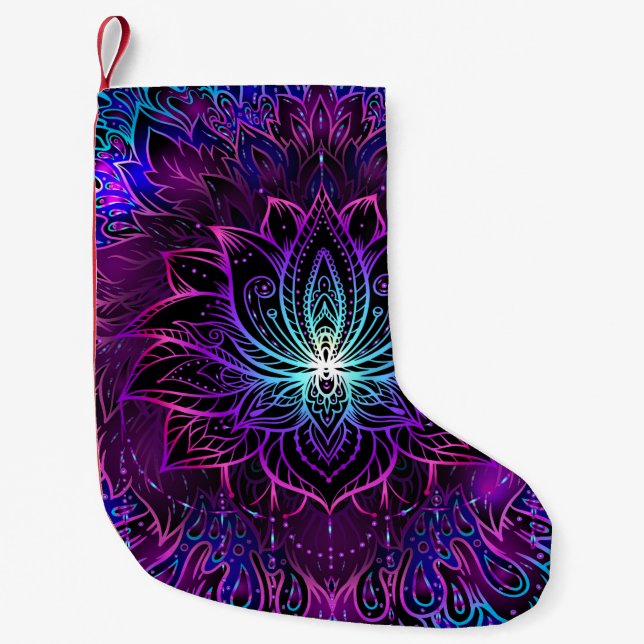 Seamless pattern with ornate Lotus flower. Ayurved Small Christmas Stocking (Front)