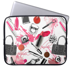 Seamless pattern with painted makeup laptop sleeve