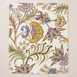 Seamless pattern with paisley floral sherpa blanket