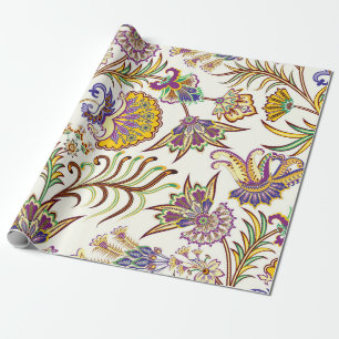 Seamless pattern with paisley floral wrapping paper