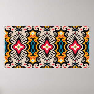 Seamless pattern with paisley ornament poster