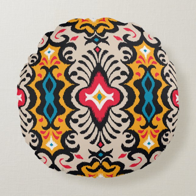Seamless pattern with paisley ornament round cushion (Front)