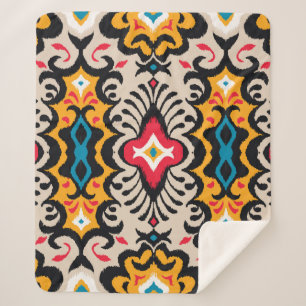 Seamless pattern with paisley ornament sherpa blanket