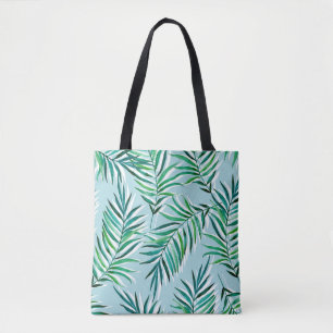 Seamless pattern with palm branches. Watercolor ha Tote Bag